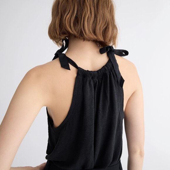 NWT J.Crew Black Linen Tank Top M - Picture 2 of 7